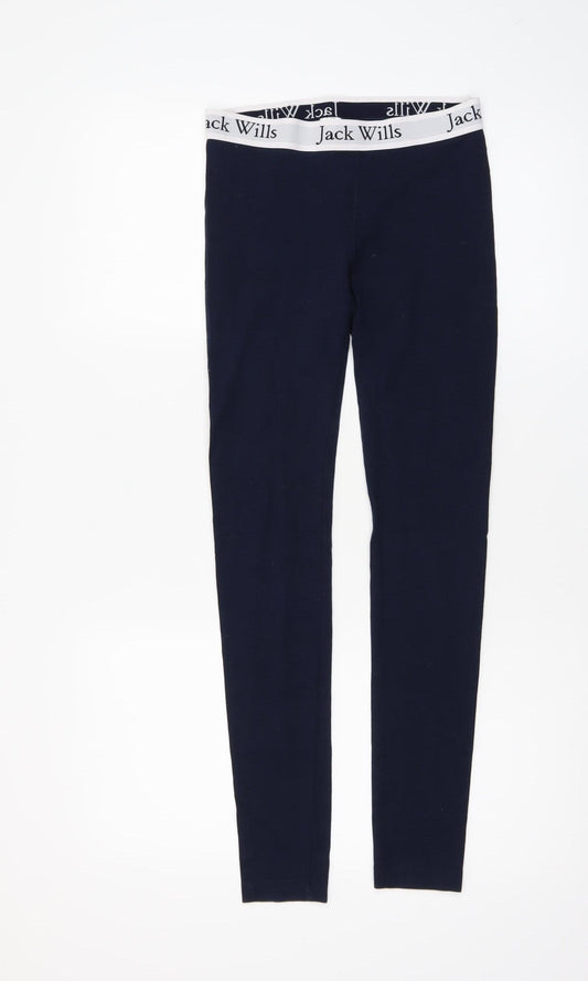 Jack Wills Women's Blue Cotton Modal Leggings Size 6