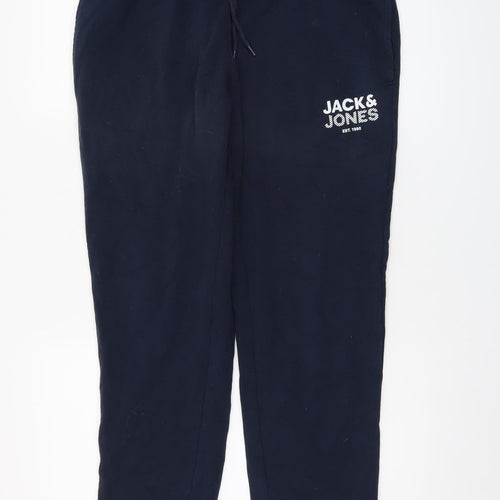 Jack & Jones Men's Blue Jogger Trousers L Regular Fit Fleece