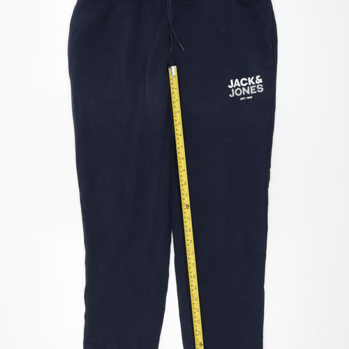 Jack & Jones Men's Blue Jogger Trousers L Regular Fit Fleece