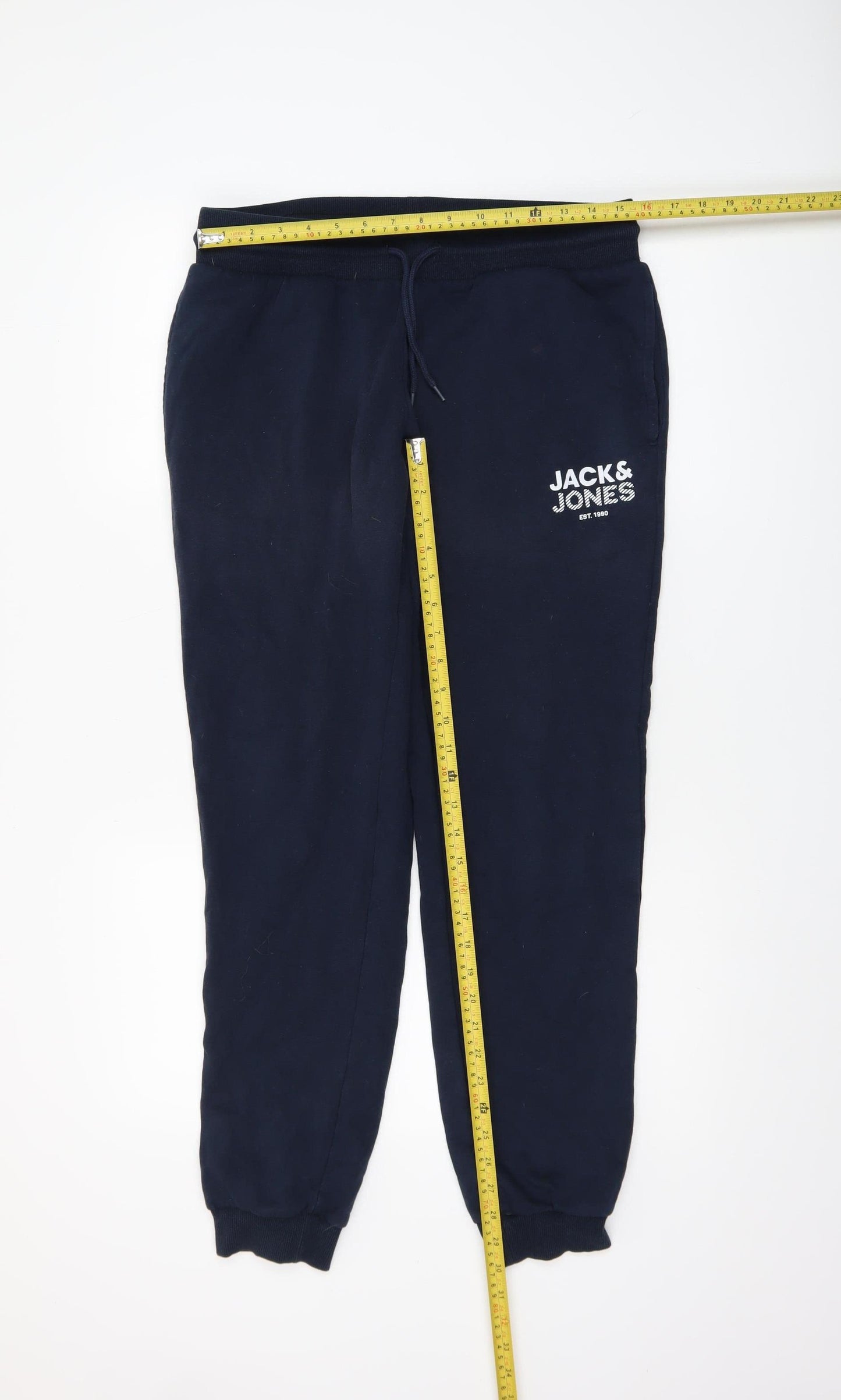 Jack & Jones Men's Blue Jogger Trousers L Regular Fit Fleece