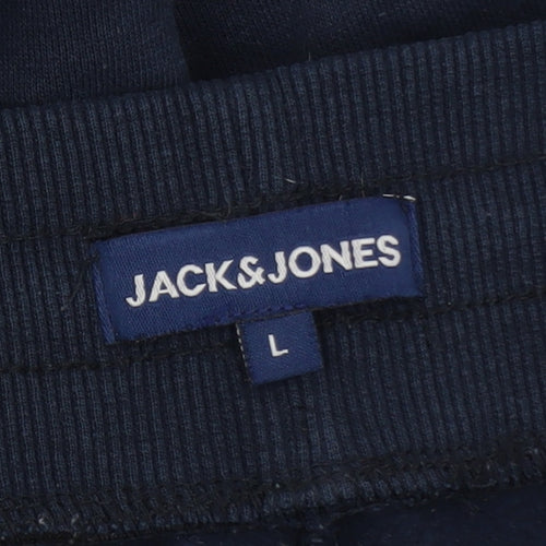 Jack & Jones Men's Blue Jogger Trousers L Regular Fit Fleece