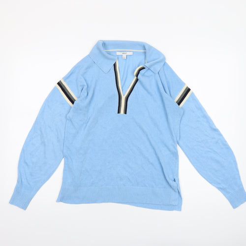 Next Women's Blue Collared Pullover Jumper Size S Lightweight Knit