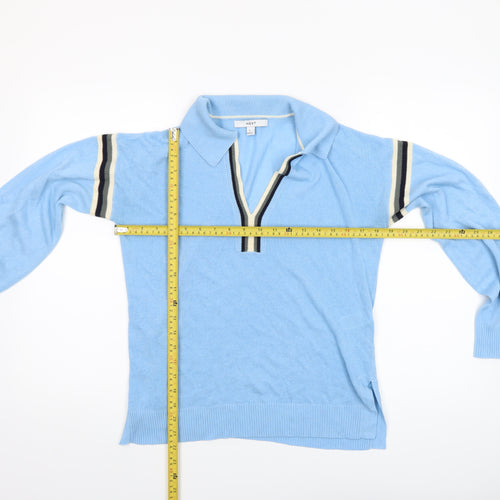 Next Women's Blue Collared Pullover Jumper Size S Lightweight Knit