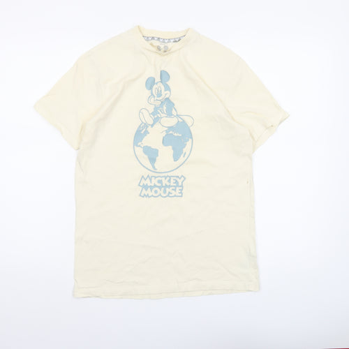 Disney Women’s Beige Mickey Mouse Graphic T-Shirt Short Sleeve Size S