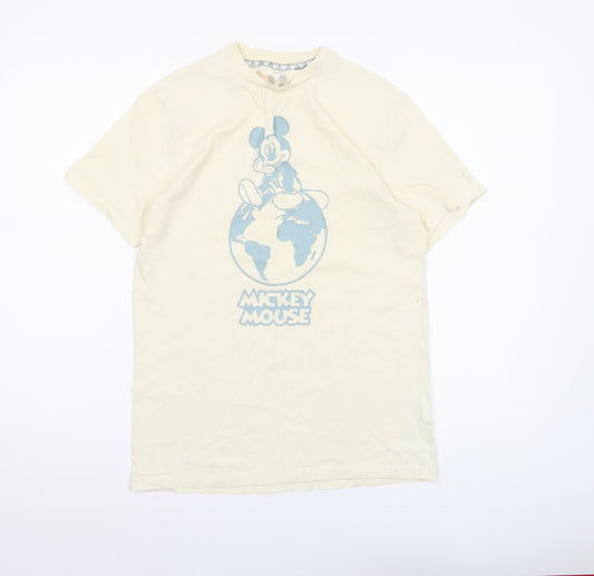Disney Women’s Beige Mickey Mouse Graphic T-Shirt Short Sleeve Size S