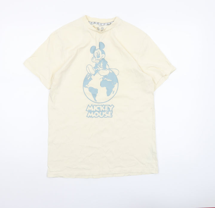 Disney Women’s Beige Mickey Mouse Graphic T-Shirt Short Sleeve Size S