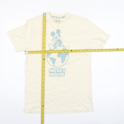 Disney Women’s Beige Mickey Mouse Graphic T-Shirt Short Sleeve Size S