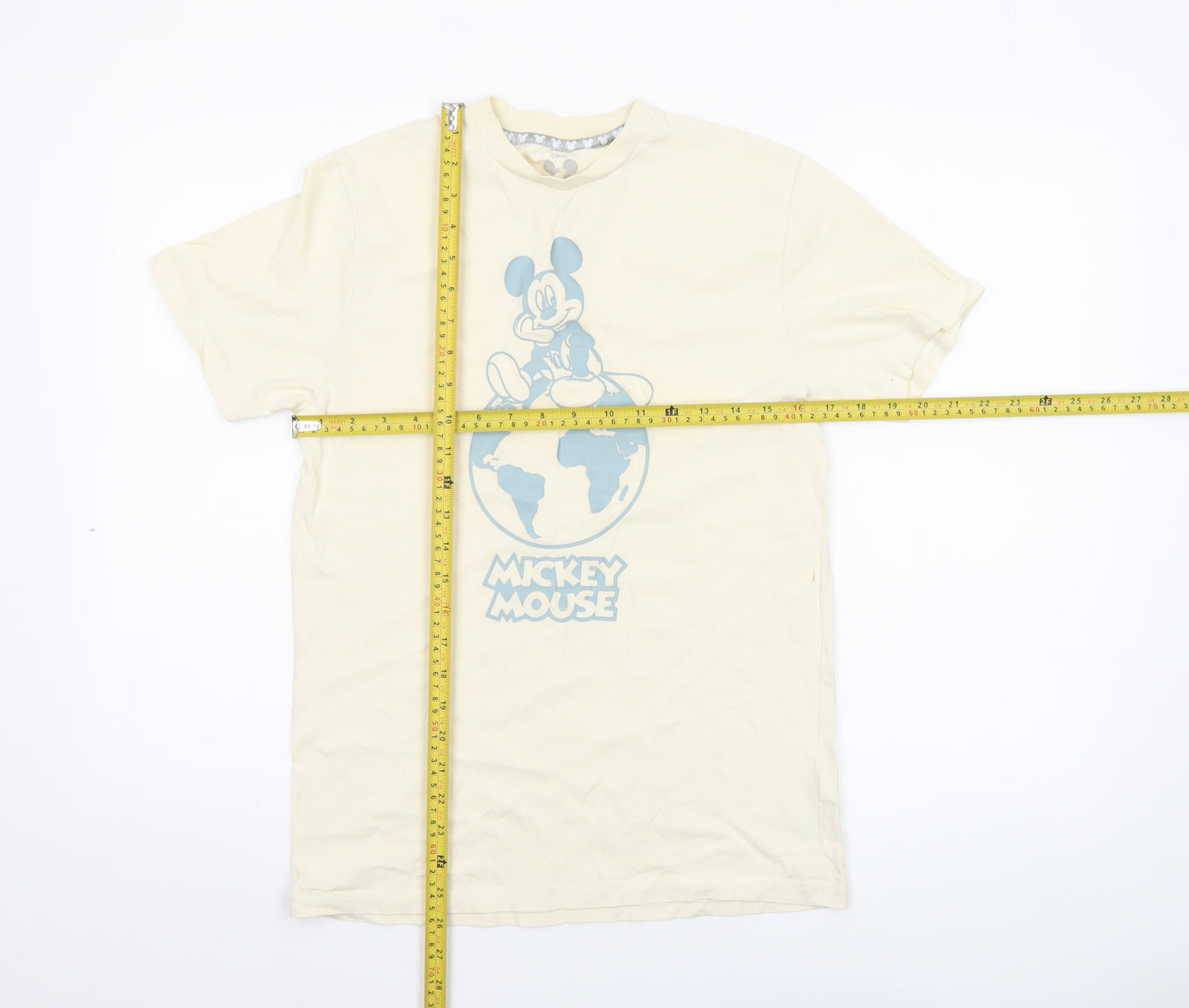 Disney Women’s Beige Mickey Mouse Graphic T-Shirt Short Sleeve Size S