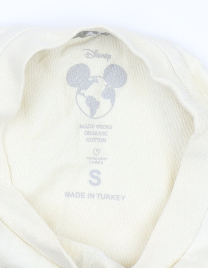 Disney Women’s Beige Mickey Mouse Graphic T-Shirt Short Sleeve Size S