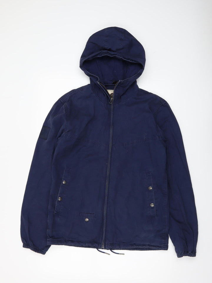 Pretty Green Men's Blue Hooded Cotton Windbreaker Jacket Size S