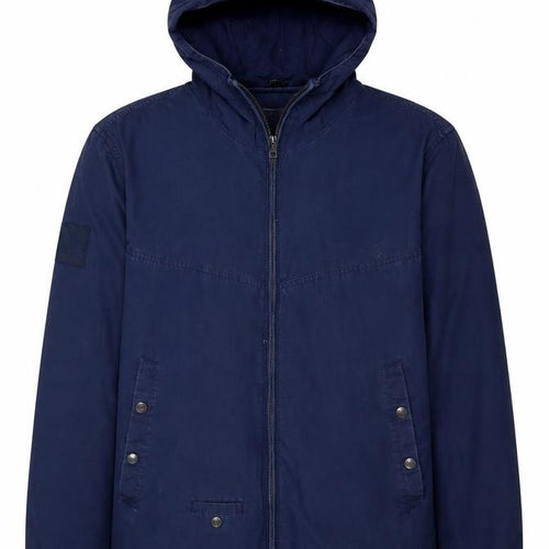 Pretty Green Men's Blue Hooded Cotton Windbreaker Jacket Size S