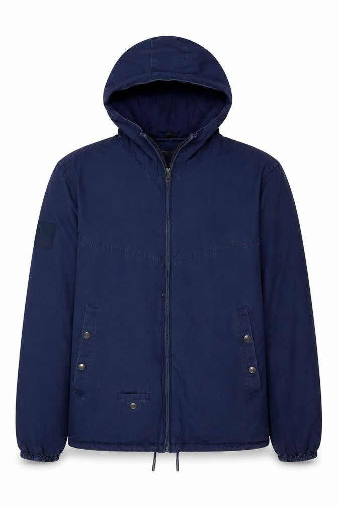 Pretty Green Men's Blue Hooded Cotton Windbreaker Jacket Size S