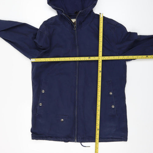 Pretty Green Men's Blue Hooded Cotton Windbreaker Jacket Size S