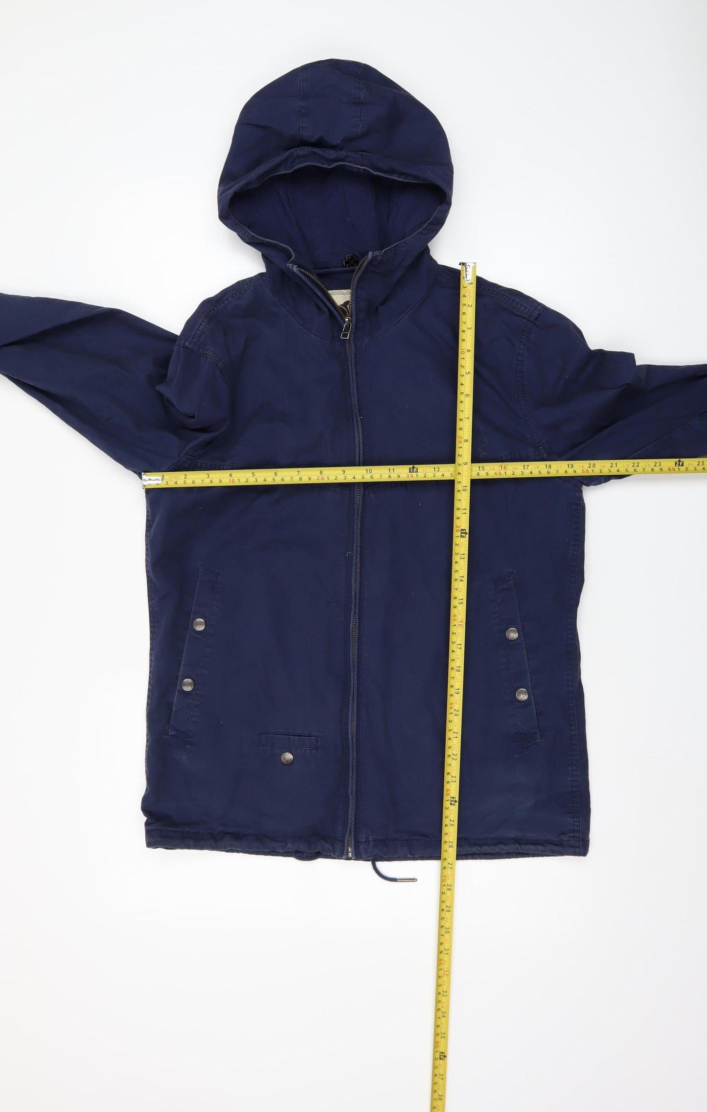 Pretty Green Men's Blue Hooded Cotton Windbreaker Jacket Size S