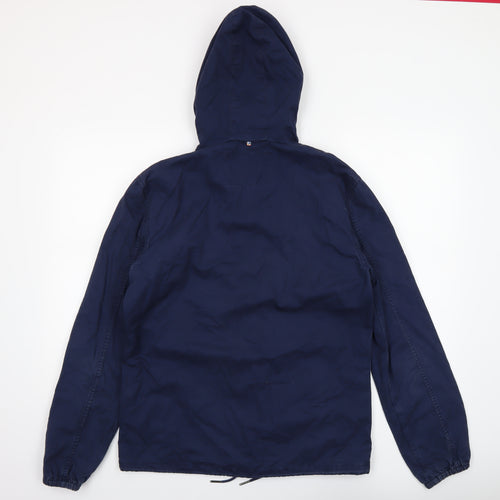 Pretty Green Men's Blue Hooded Cotton Windbreaker Jacket Size S