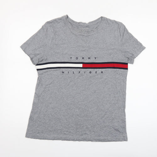 Tommy Hilfiger Women's Grey Relaxed Fit Cotton T-Shirt M