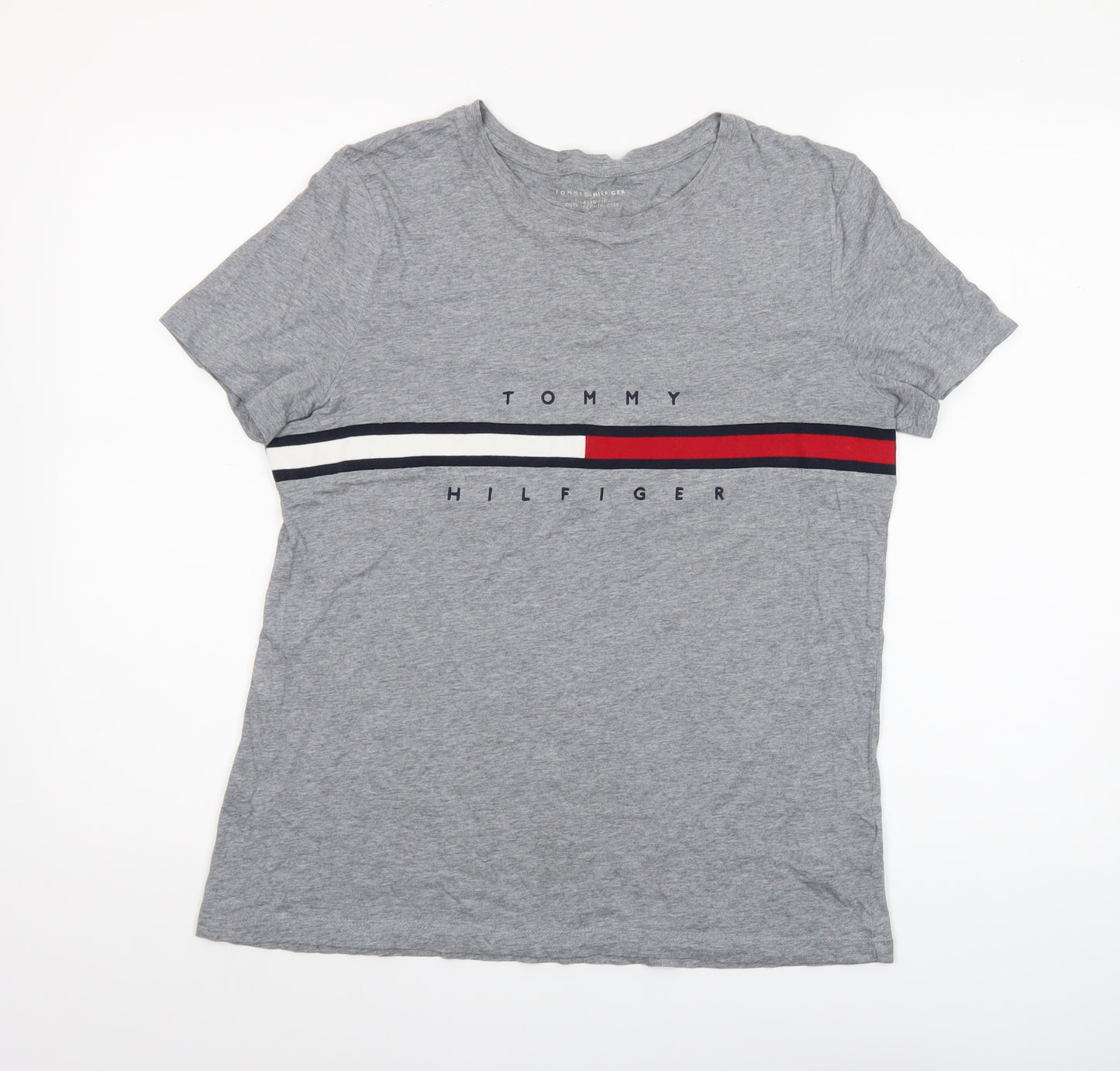 Tommy Hilfiger Women's Grey Relaxed Fit Cotton T-Shirt M
