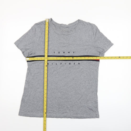 Tommy Hilfiger Women's Grey Relaxed Fit Cotton T-Shirt M