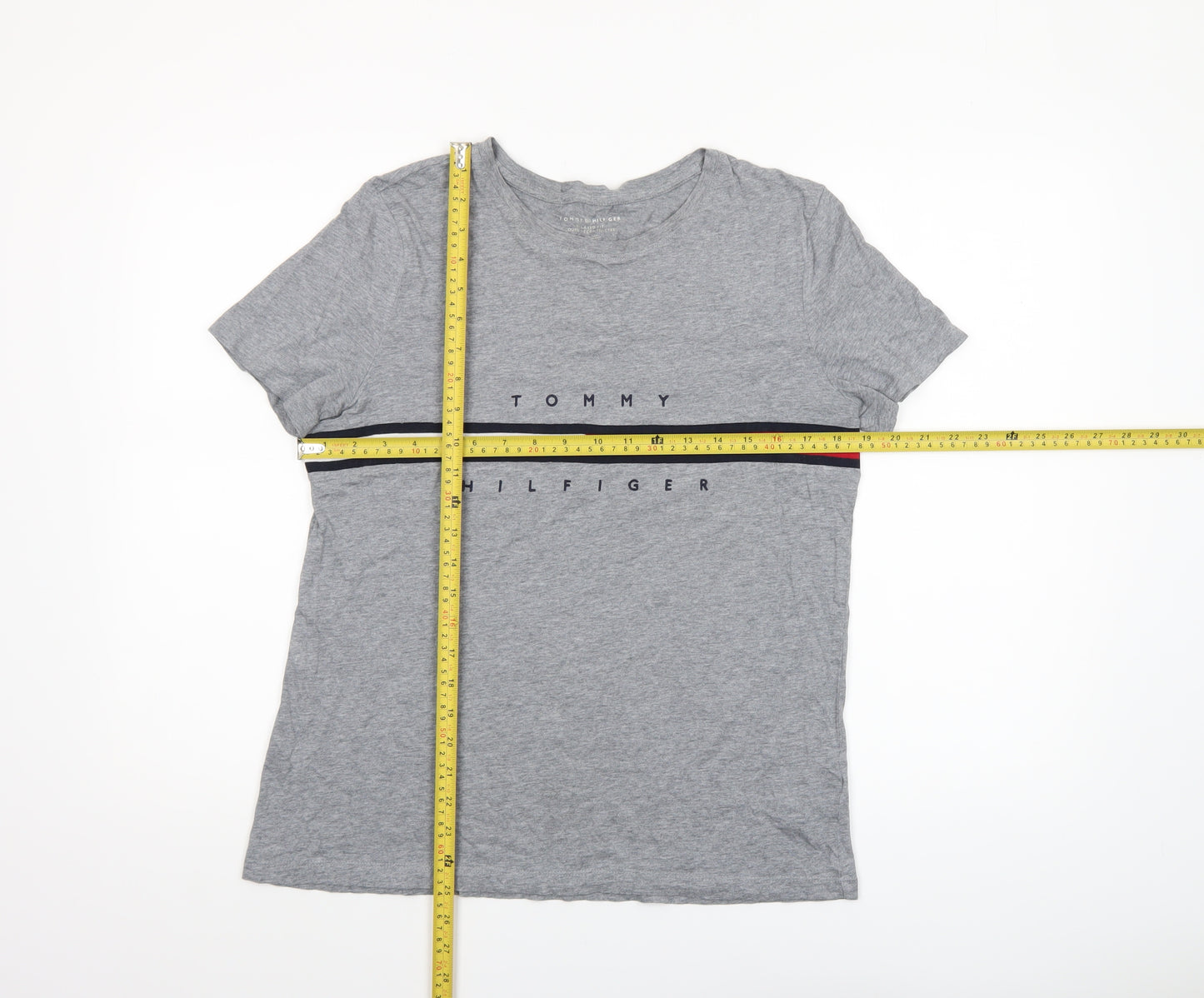Tommy Hilfiger Women's Grey Relaxed Fit Cotton T-Shirt M
