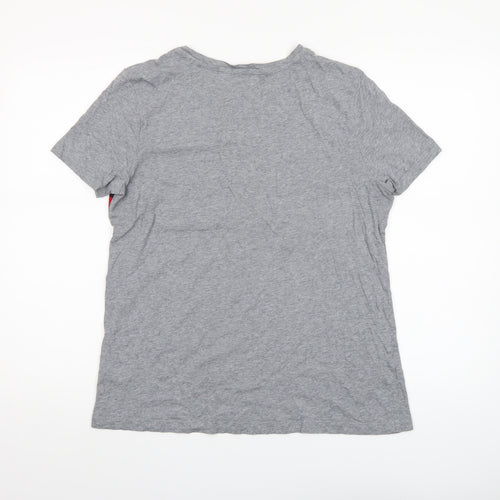 Tommy Hilfiger Women's Grey Relaxed Fit Cotton T-Shirt M