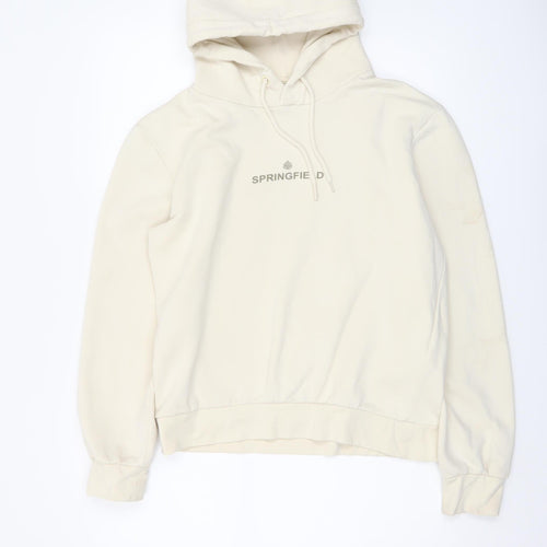 Springfield Women Ivory Pullover Hoodie Small Cotton Blend