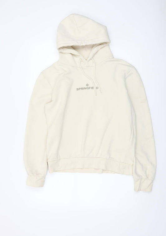 Springfield Women Ivory Pullover Hoodie Small Cotton Blend