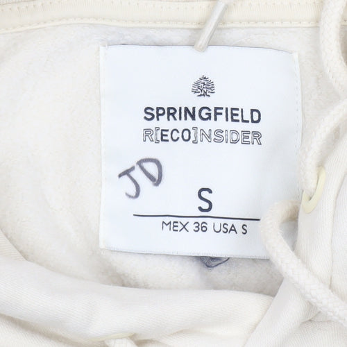 Springfield Women Ivory Pullover Hoodie Small Cotton Blend