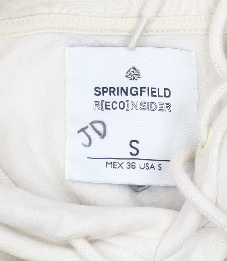 Springfield Women Ivory Pullover Hoodie Small Cotton Blend