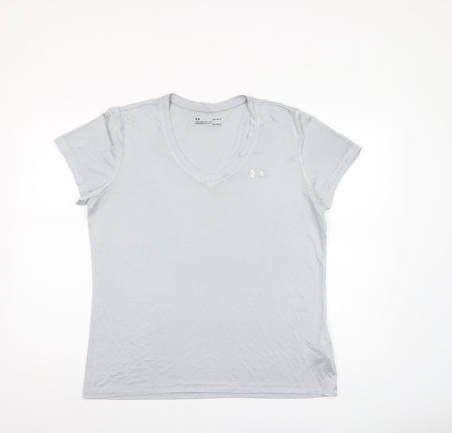 Under Armour Women Grey HeatGear V-Neck Short Sleeve T-Shirt Size L