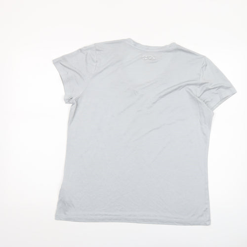 Under Armour Women Grey HeatGear V-Neck Short Sleeve T-Shirt Size L