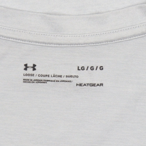 Under Armour Women Grey HeatGear V-Neck Short Sleeve T-Shirt Size L