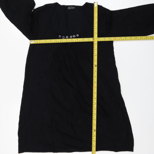 River Island Women’s Black Tunic Jumper Size 12 3/4 Sleeve Scoop Neck