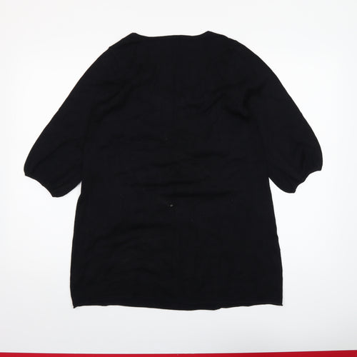 River Island Women’s Black Tunic Jumper Size 12 3/4 Sleeve Scoop Neck