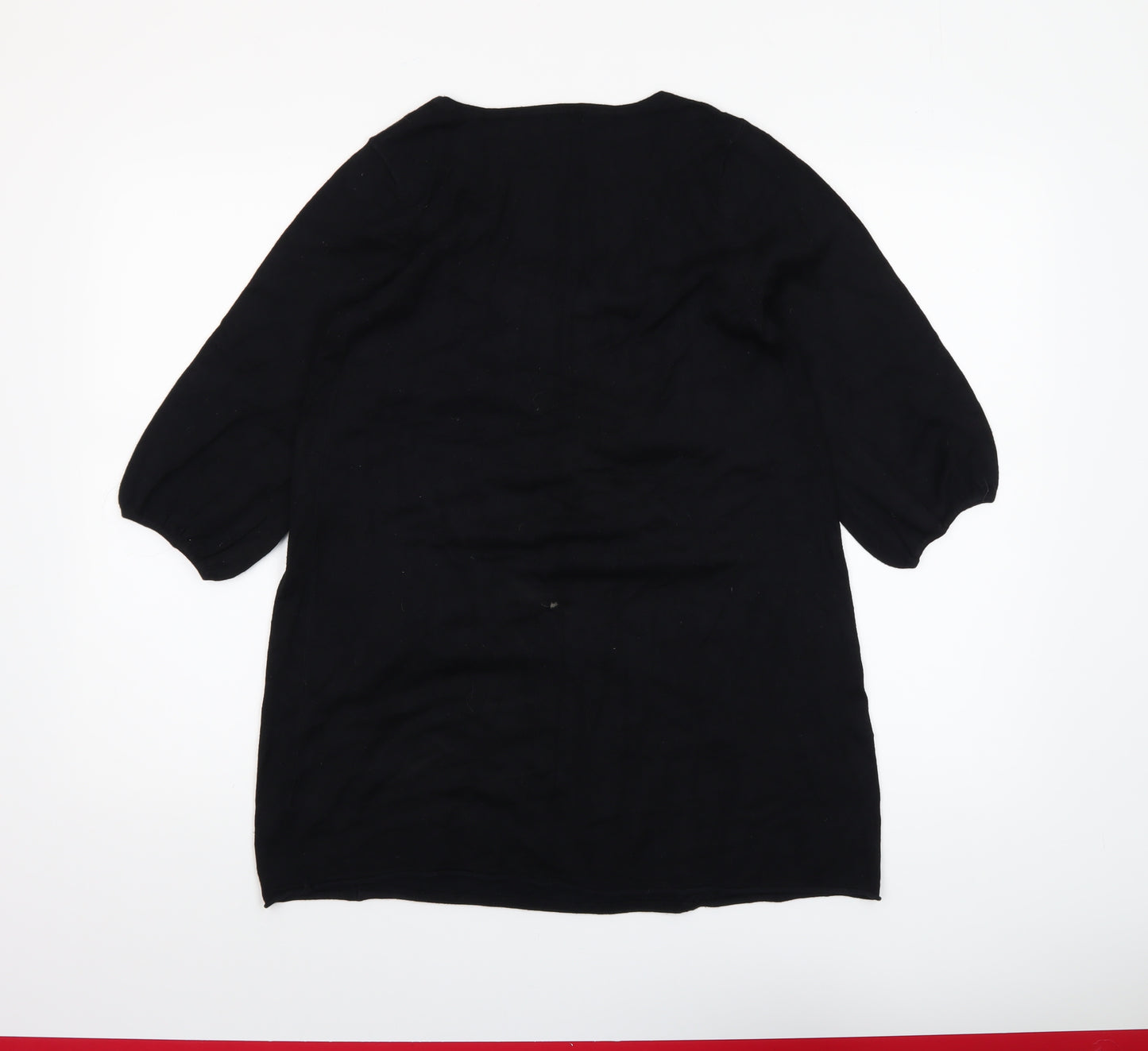 River Island Women’s Black Tunic Jumper Size 12 3/4 Sleeve Scoop Neck