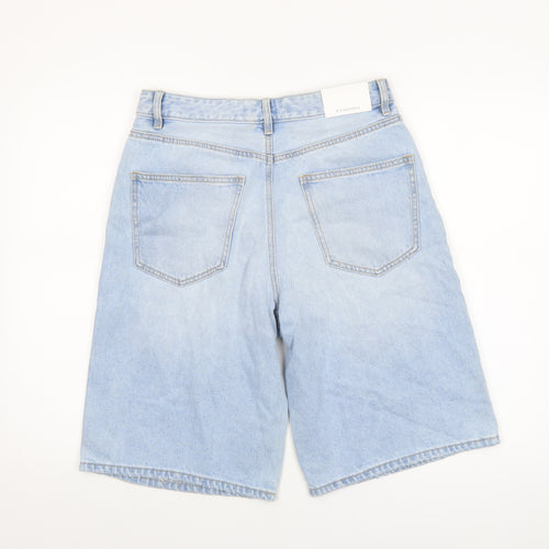 Stradivarius Women's Blue Distressed Denim Bermuda Shorts UK 10