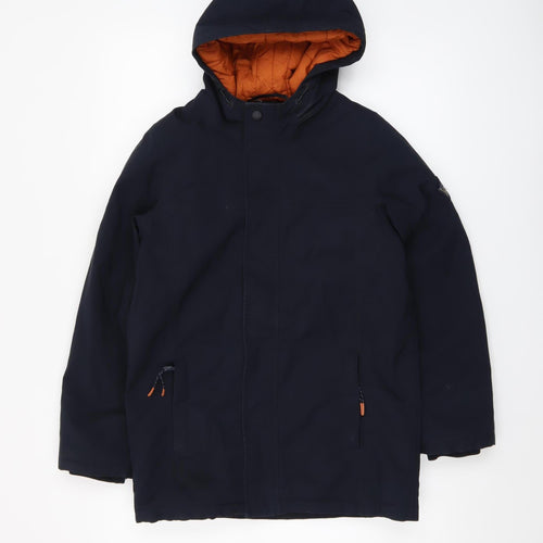 Joules Boys Blue Hooded Parka Coat 12 Years Winter Lined Water Resistant