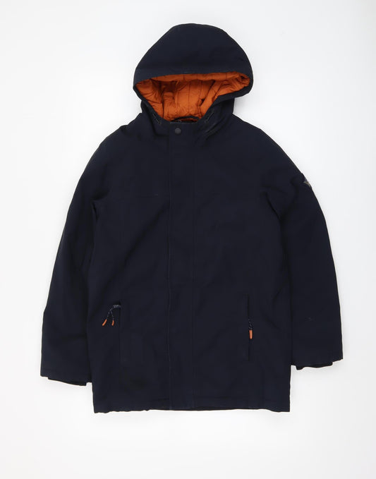 Joules Boys Blue Hooded Parka Coat 12 Years Winter Lined Water Resistant