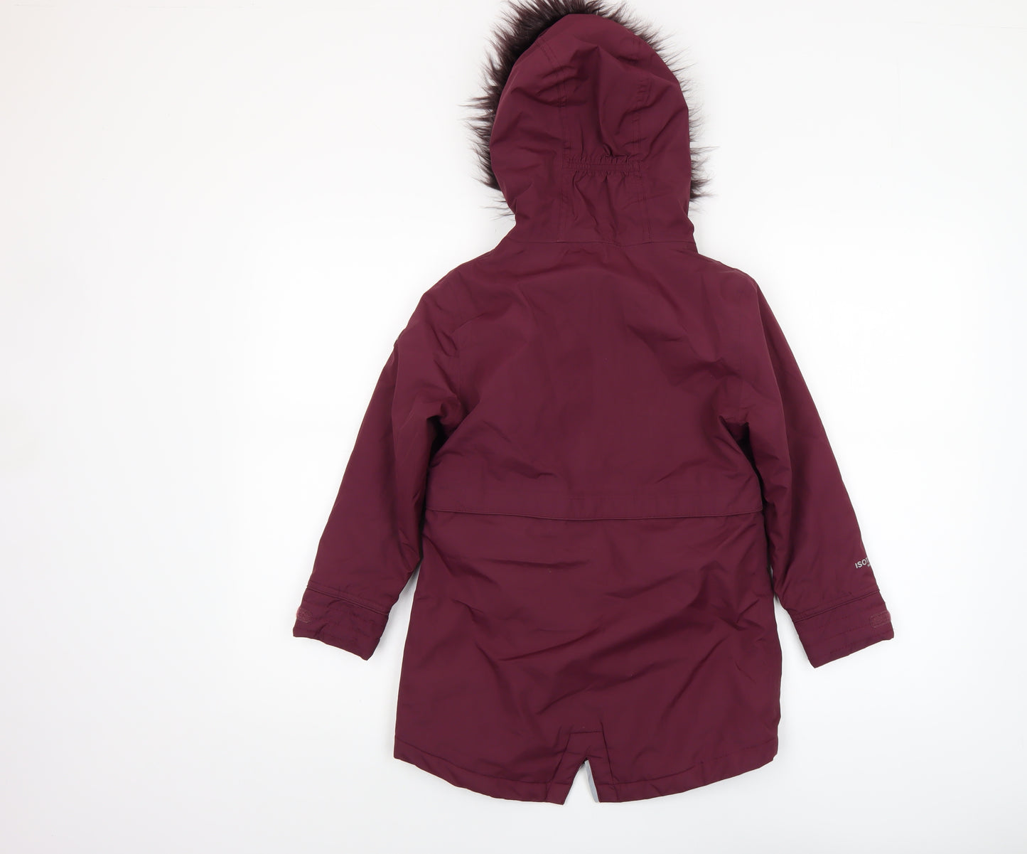 Regatta Girls Red Hooded Parka Coat 7-8 Years Polyester Lined Waterproof