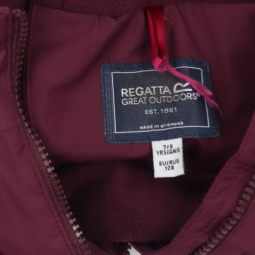 Regatta Girls Red Hooded Parka Coat 7-8 Years Polyester Lined Waterproof