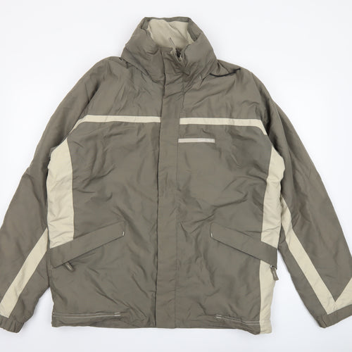 Quechua Men Green L Waterproof Outdoor Hiking Parka Jacket