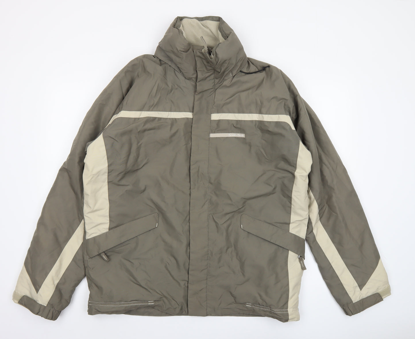 Quechua Men Green L Waterproof Outdoor Hiking Parka Jacket