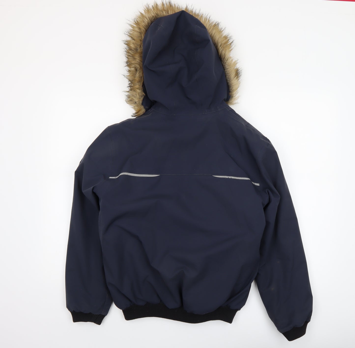 Quechua Boys Blue Waterproof Winter Parka Coat 10 Years Hooded Fur Trim