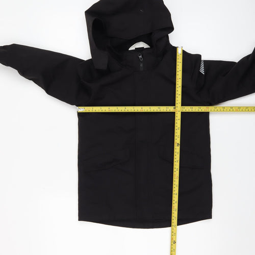 H&M Boys Black Hooded Parka Coat 6-7 Years Lined Water Resistant