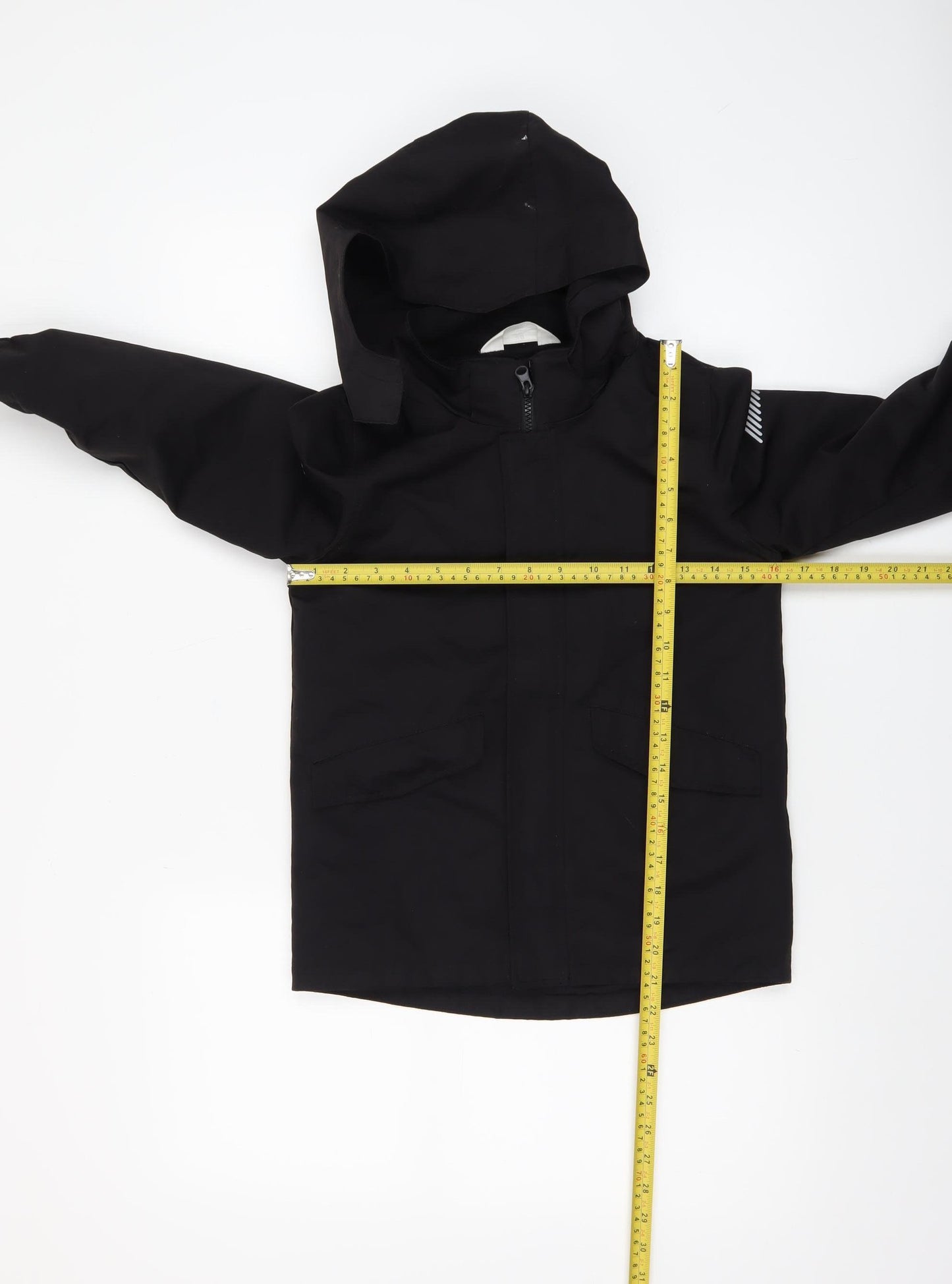 H&M Boys Black Hooded Parka Coat 6-7 Years Lined Water Resistant