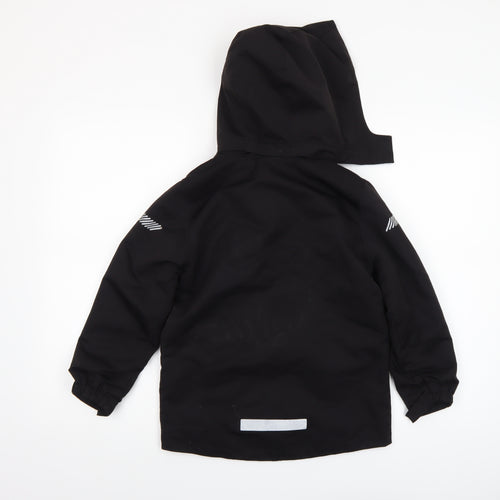H&M Boys Black Hooded Parka Coat 6-7 Years Lined Water Resistant