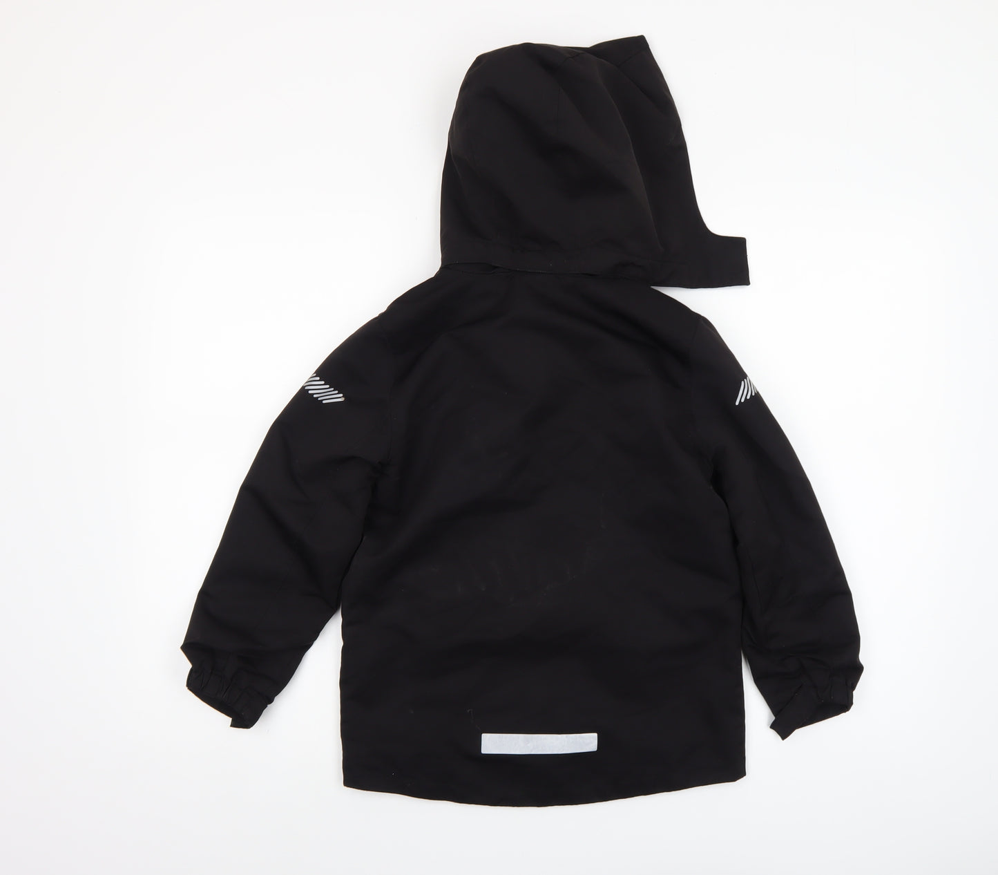 H&M Boys Black Hooded Parka Coat 6-7 Years Lined Water Resistant