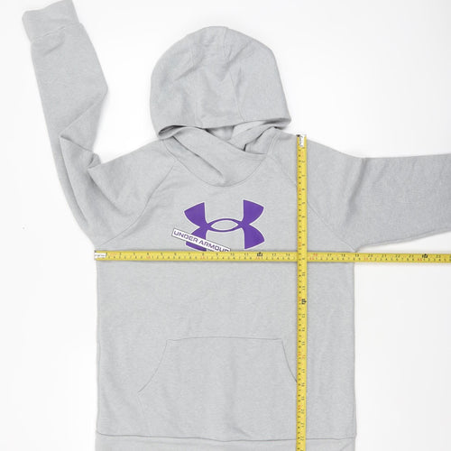 Under Armour Boys Grey Hoodie YXL Loose Fit Cotton Blend Pullover