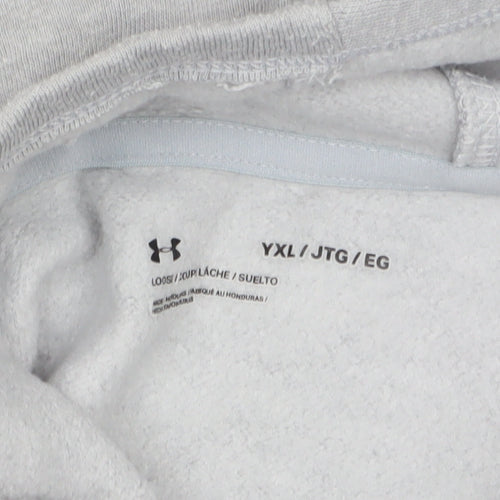 Under Armour Boys Grey Hoodie YXL Loose Fit Cotton Blend Pullover