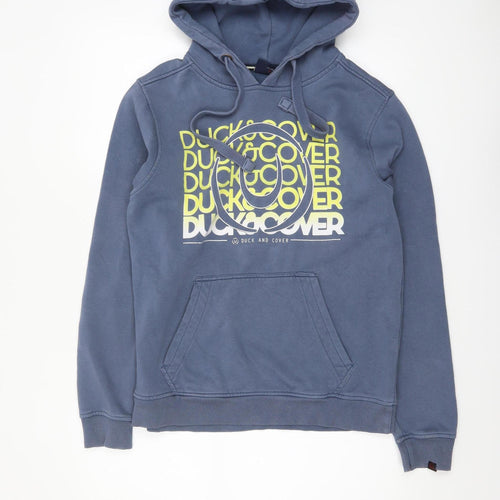 Duck and Cover Men's Blue Pullover Hoodie M Graphic Fleece Sweatshirt