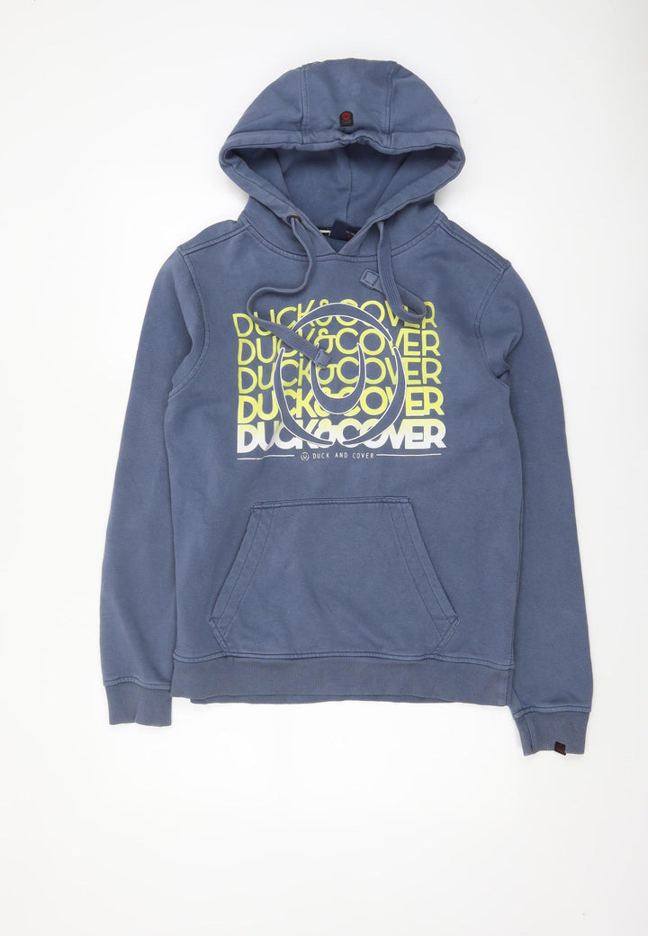 Duck and Cover Men's Blue Pullover Hoodie M Graphic Fleece Sweatshirt